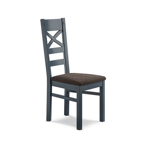 Richmond Ink Blue Painted Hardwood Dining Chair with Plain Charcoal Fabric Seat