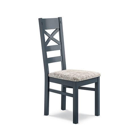 Richmond Ink Blue Painted Hardwood Dining Chair with Plain Truffle Fabric Seat