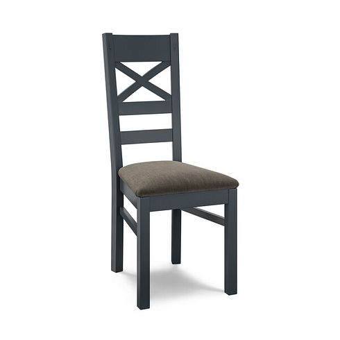 Richmond Ink Blue Painted Hardwood Dining Chair with Verona Chocolate Fabric Seat