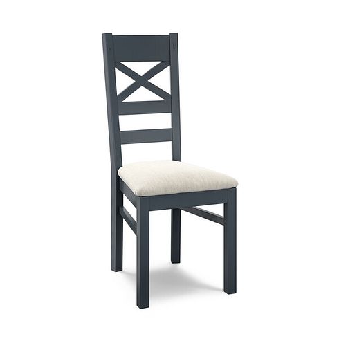 Richmond Ink Blue Painted Hardwood Dining Chair with Verona Cream Fabric Seat