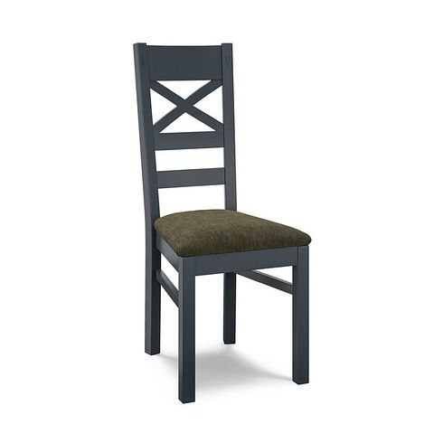 Richmond Ink Blue Painted Hardwood Dining Chair with Verona Green Fabric Seat