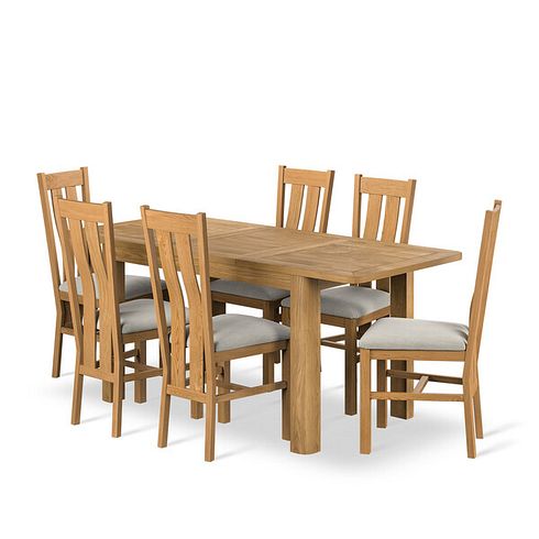 Romsey Natural Oak Extending Dining Table And 6 Arched Backs In Verona Cream 