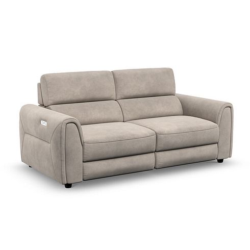 Santorini 3 Seater Electric Recliner Sofa with Power Headrests in Nomad Sahara Fabric