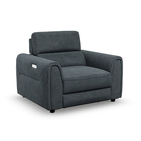 Santorini Power Motion Chaise Armchair and Power Headrest in  Nomad Harbour Mist Fabric