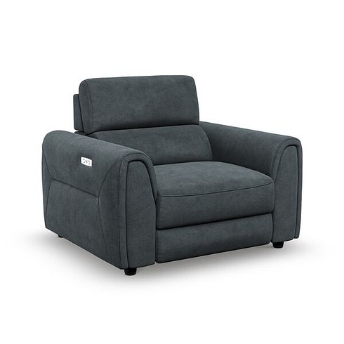 Santorini Electric Recliner Armchair with Power Headrest in  Nomad Harbour Mist Fabric