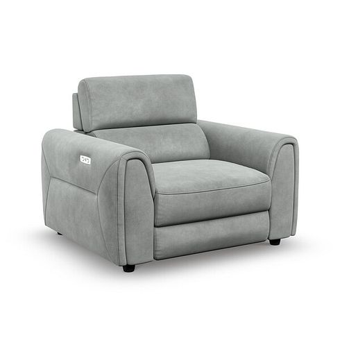 Santorini Electric Recliner Armchair with Power Headrest in  Nomad Pebble Fabric