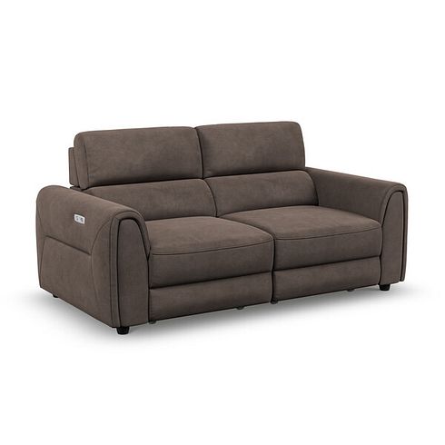 Santorini Modular 2 Seater Electric Reclining Sofa with Double End Motion Chaises in Nomad Driftwood Fabric- GROUP 8