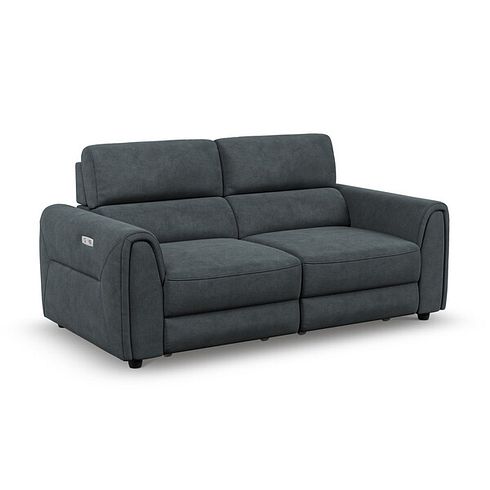 Santorini Modular 2 Seater Electric Reclining Sofa with Double End Motion Chaises in Nomad Harbour Mist Fabric- GROUP 8