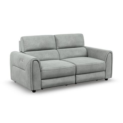 Santorini Modular 2 Seater Electric Reclining Sofa with Double End Motion Chaises in Nomad Pebble Fabric- GROUP 8
