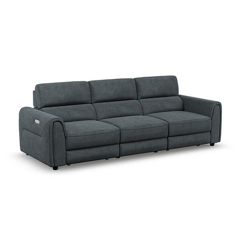 Santorini  Modular 3 Seater Power Motion Chaise Sofa in Nomad Harbour Mist Fabric- GROUP 9