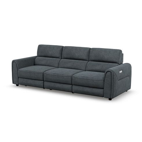 Santorini Modular 3 Seater Power Chaise Left Hand Corner Sofa and Power Headres in Nomad Harbour Mist Fabric- GROUP 9
