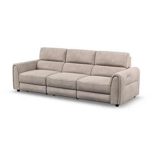 Santorini Modular 3 Seater Power Chaise Left Hand Corner Sofa and Power Headrest in Nomad Sahara Fabric- GROUP 9