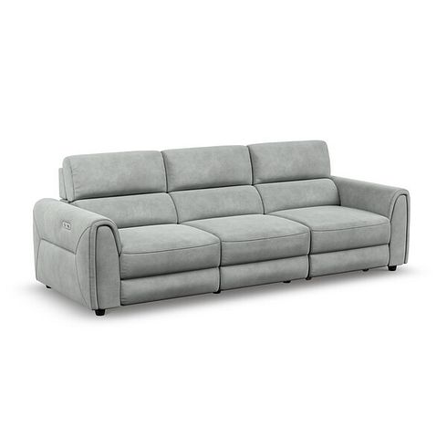 Santorini Modular 3 Seater Power Chaise Right Hand Corner Sofa in Dapple Chocolate Fabric- GROUP 9 in Nomad Pebble Fabric- GROUP 9