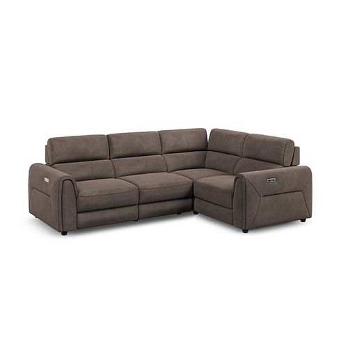 Santorini Modular 4 Seater Electric Recliner Left Hand Corner Sofa with Power Headrests in Nomad Driftwood Fabric - GROUP 2