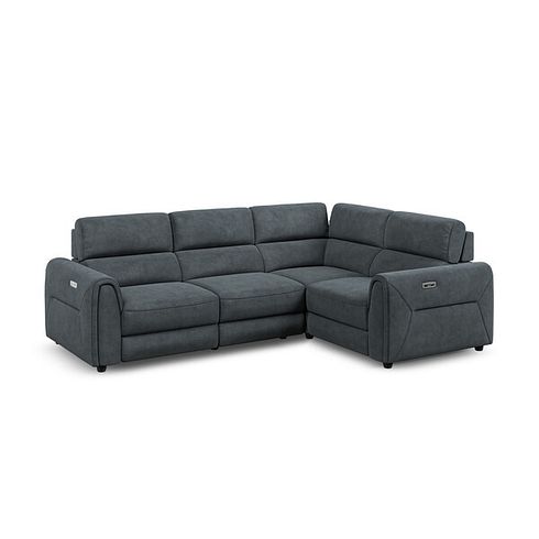 Santorini Modular 4 Seater Electric Recliner Left Hand Corner Sofa with Power Headrests in Nomad Harbour Mist Fabric - GROUP 2