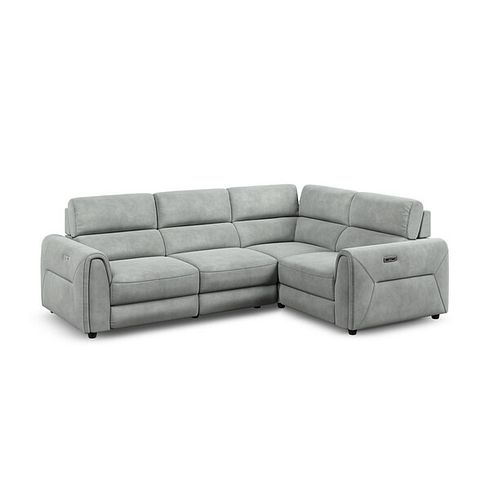 Santorini Modular 4 Seater Electric Recliner Left Hand Corner Sofa with Power Headrests in Nomad Pebble Fabric - GROUP 2