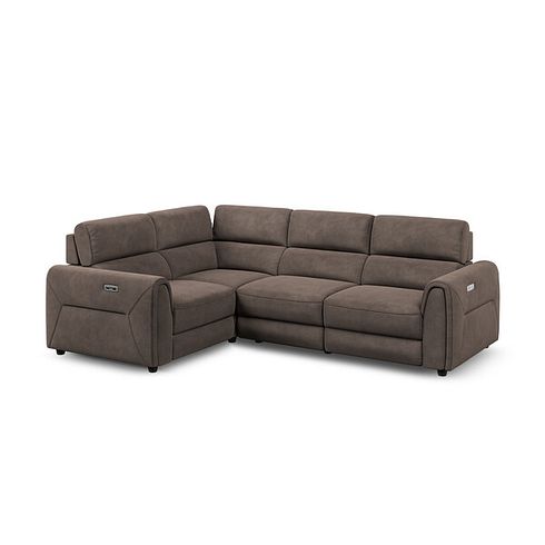 Santorini Modular 4 Seater Electric Recliner Right Hand Corner Sofa with Power Headrests in Nomad Driftwood Fabric - GROUP 2