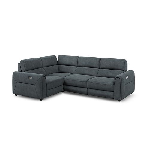 Santorini Modular 4 Seater Electric Recliner Right Hand Corner Sofa with Power Headrests in Nomad Harbour Mist Fabric - GROUP 2