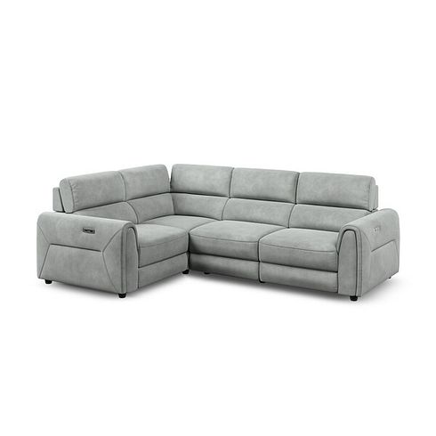 Santorini Modular 4 Seater Electric Recliner Right Hand Corner Sofa with Power Headrests in Nomad Pebble Fabric - GROUP 2