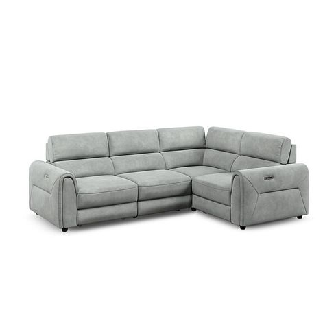 Santorini Modular 4 Seater Power Chaise Left Hand Corner Sofa with Power Headrests in Nomad Pebble Fabric- GROUP 2