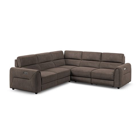 Santorini Modular 5 Seater Power Chaise Corner Sofa in Nomad Driftwood Fabric- GROUP 3