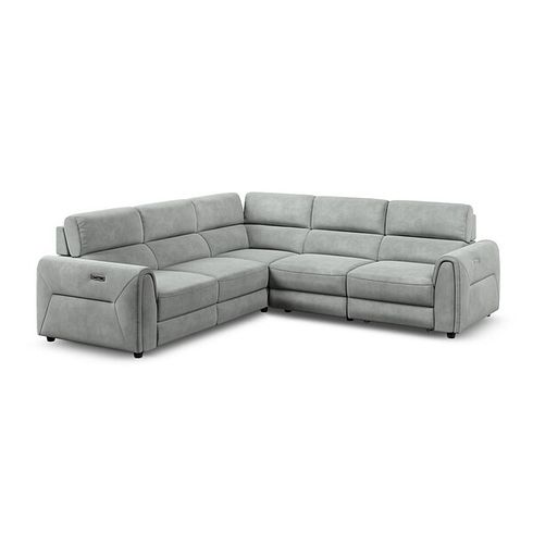 Santorini Modular 5 Seater Power Chaise Corner Sofa in Nomad Pebble Fabric- GROUP 3