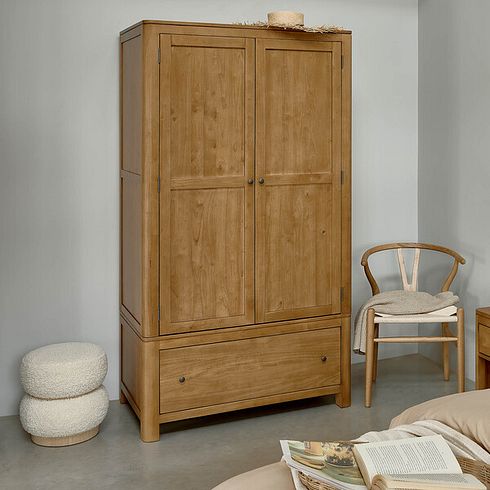 Savannah Solid Heveawood Double Wardrobe