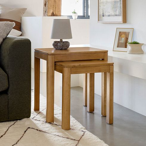 Savannah Solid Heveawood Nest of 2 Tables