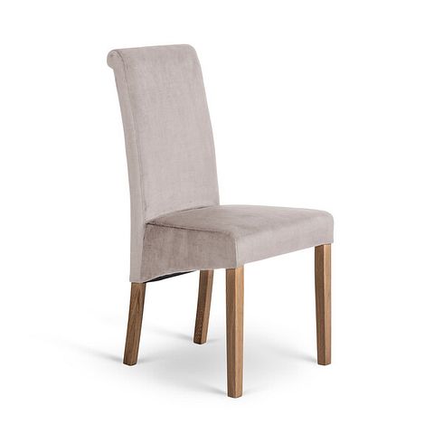 Scroll Back Chair in Heritage Mink Velvet with Oak Legs