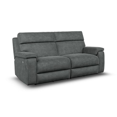 Selby 3 Seater Power Recliner Sofa with Power Headrest in Miller Grey Fabric