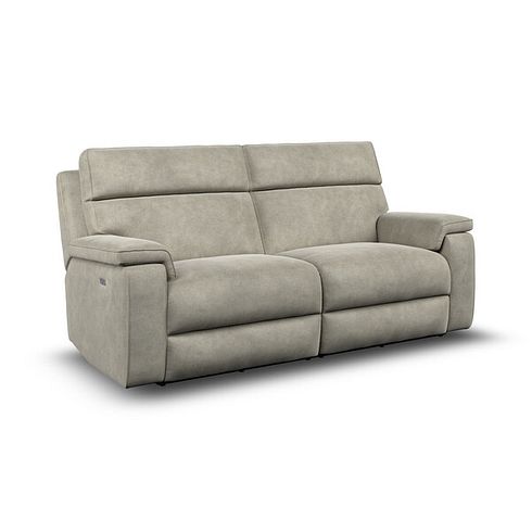 Selby 3 Seater Power Recliner Sofa with Power Headrest in Miller Taupe Fabric