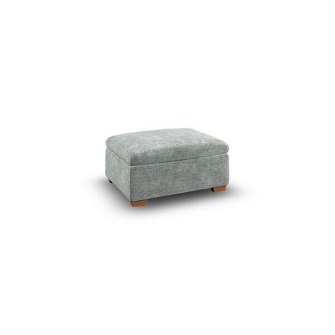 Selby Storage Footstool in Plush Silver Fabric
