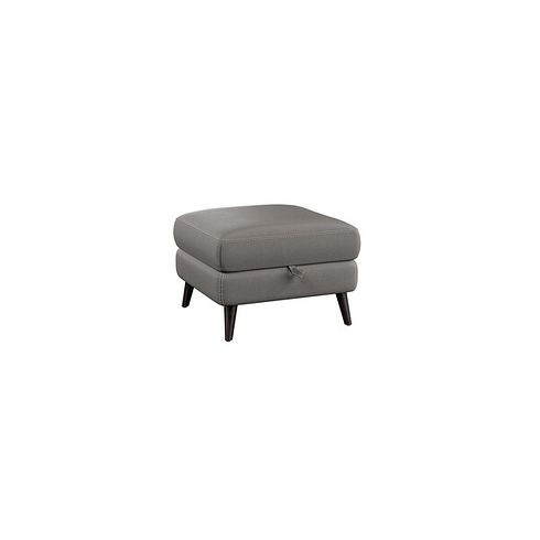 Seymour Storage Footstool in Elephant Grey Leather