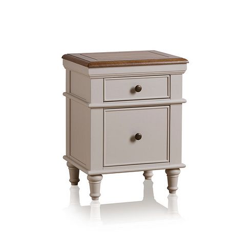Shay Rustic Oak and Painted 2 Drawer Bedside Table