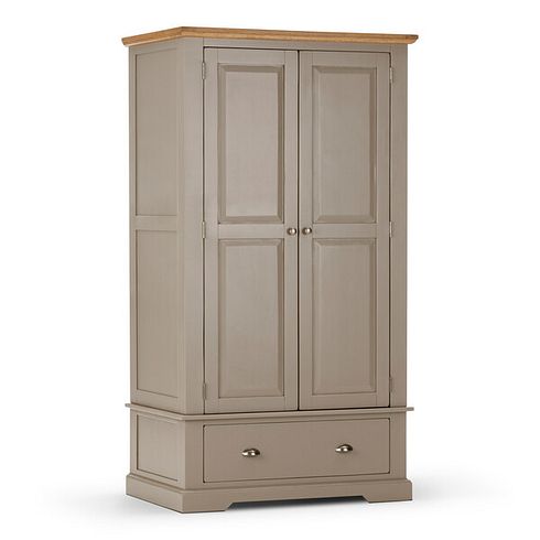 St Ives Natural Oak and Light Grey Painted Double Wardrobe