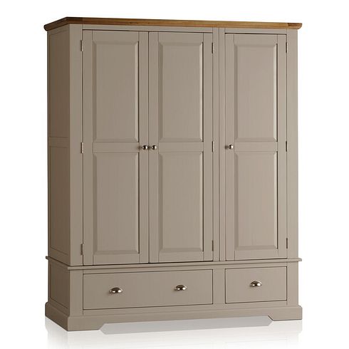 St Ives Natural Oak and Light Grey Painted Triple Wardrobe