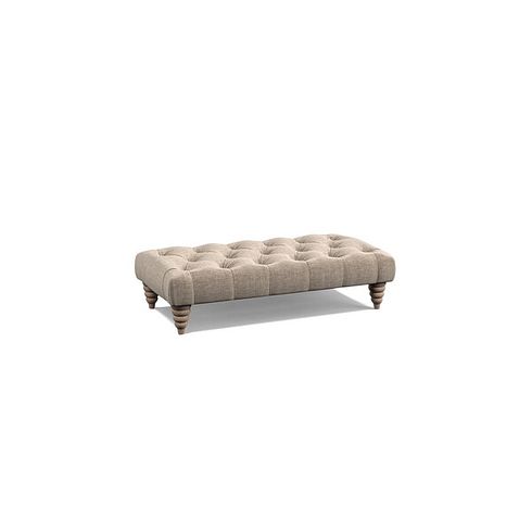 Stanley Rectangle Buttoned Footstool in Cream Fabric