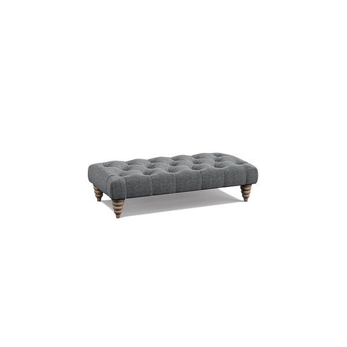 Stanley Rectangle Buttoned Footstool in Grey Fabric
