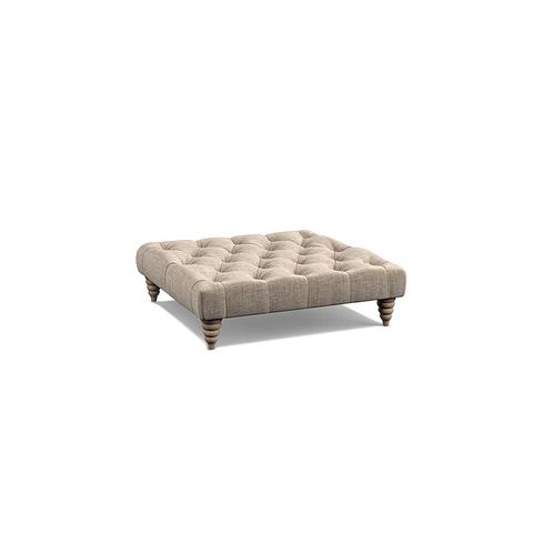 Stanley Square Buttoned Footstool in Cream Fabric