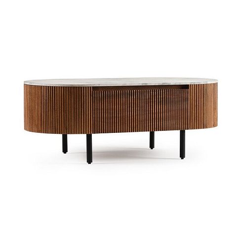 Stowe Marble and Solid Mango Wood Storage Coffee Table