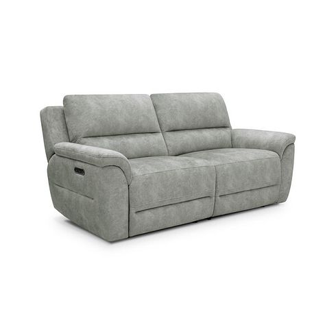 Theo 3 Seater Power Recliner Sofa in Marble Silver Fabric