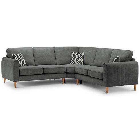 Thornley Large Corner Sofa in Ruby Anthracite Fabric with Grey Scatter Cushions