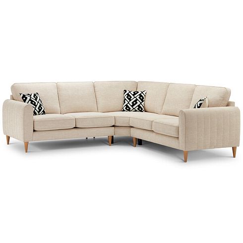 Thornley Large Corner Sofa in Ruby Ivory Fabric with Black Scatter Cushions