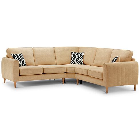 Thornley Large Corner Sofa in Ruby Saffron Fabric with Black Scatter Cushions