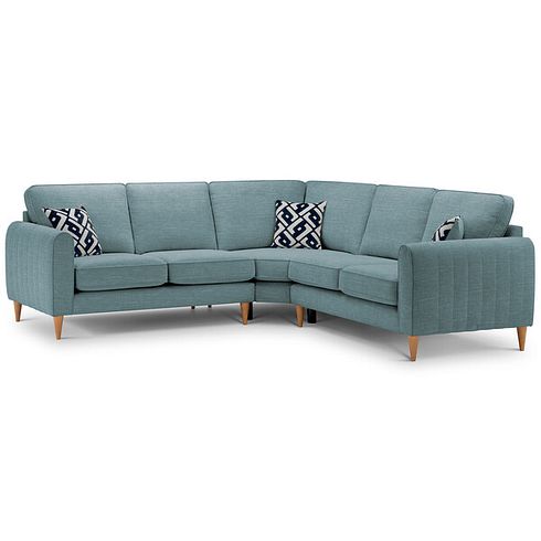 Thornley Large Corner Sofa in Ruby Teal Fabric with Navy Scatter Cushions