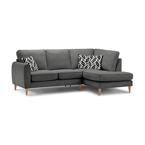 Thornley Left Hand Corner Chaise Sofa in Ruby Anthracite Fabric with Grey Scatter Cushions