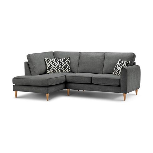 Thornley Right Hand Corner Chaise Sofa in Ruby Anthracite Fabric with Grey Scatter Cushions