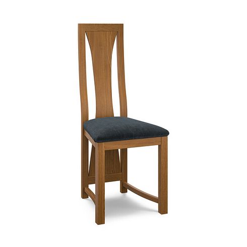 Waterfall Rustic Solid Oak Chair with Verona Charcoal Fabric Seat
