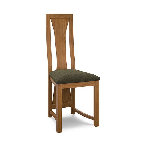 Waterfall Rustic Solid Oak Chair with Verona Green Fabric Seat