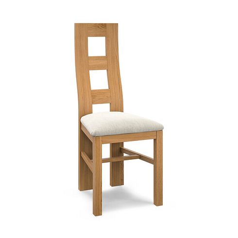 Wave Back Natural Solid Oak Chair with Verona Cream Fabric Seat